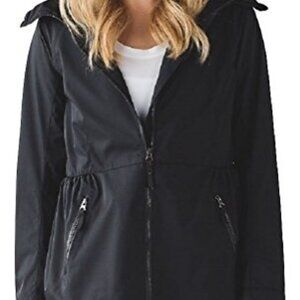 Lululemon Women's Black Rain For Daze Slim Hooded Rain Jacket Size 2